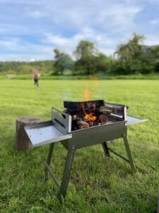 Portable stainless steel camping braai barbecue with canvas cover case