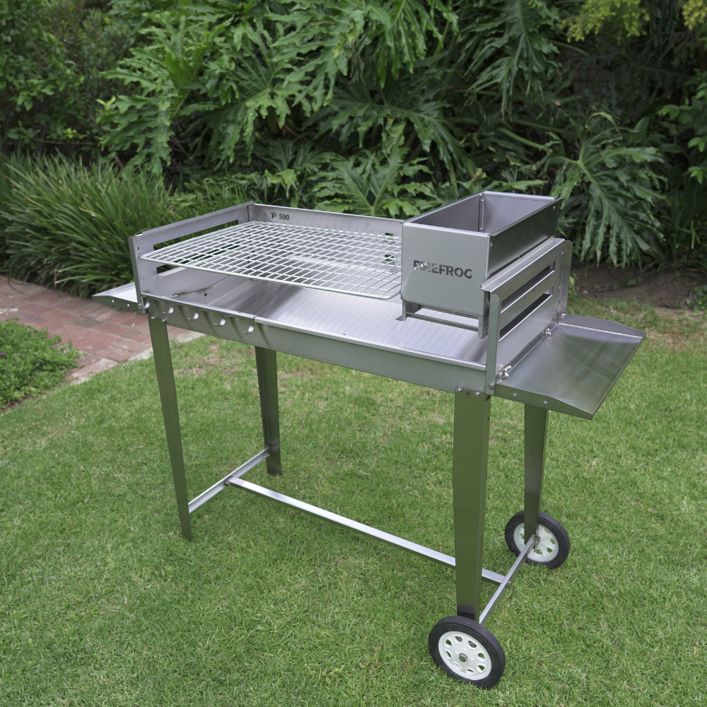 430 Stainless Steel 900mm Mobile Braai with Coal Maker