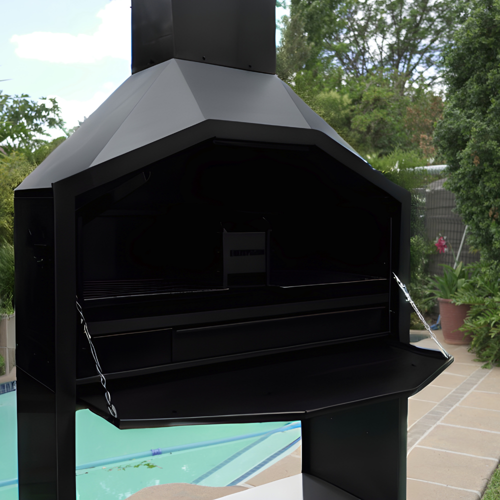LET'S BRAAI Free Standing Braai - 1.2m Mild Steel Charcoal and Wood Fire BBQ grill 2