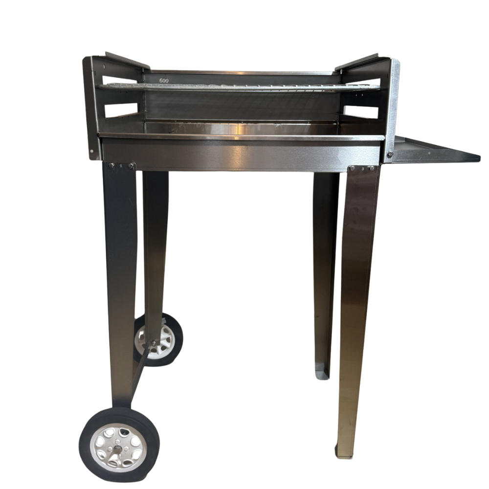 430 Stainless Steel 600mm Mobile Braai – Charcoal & Wood Fire Trolley Barbecue (4)