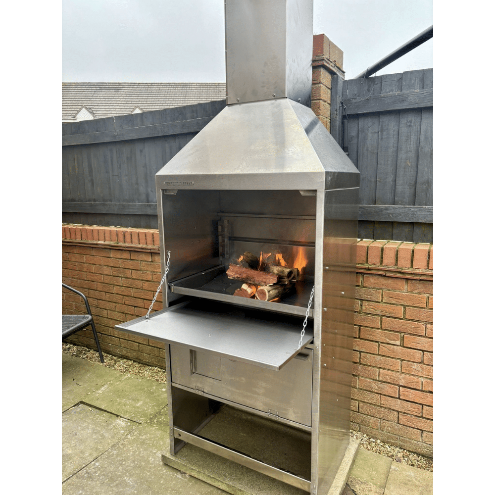 800 FREE STANDING BRAAI ROCKET STOVE - Stainless Steel.